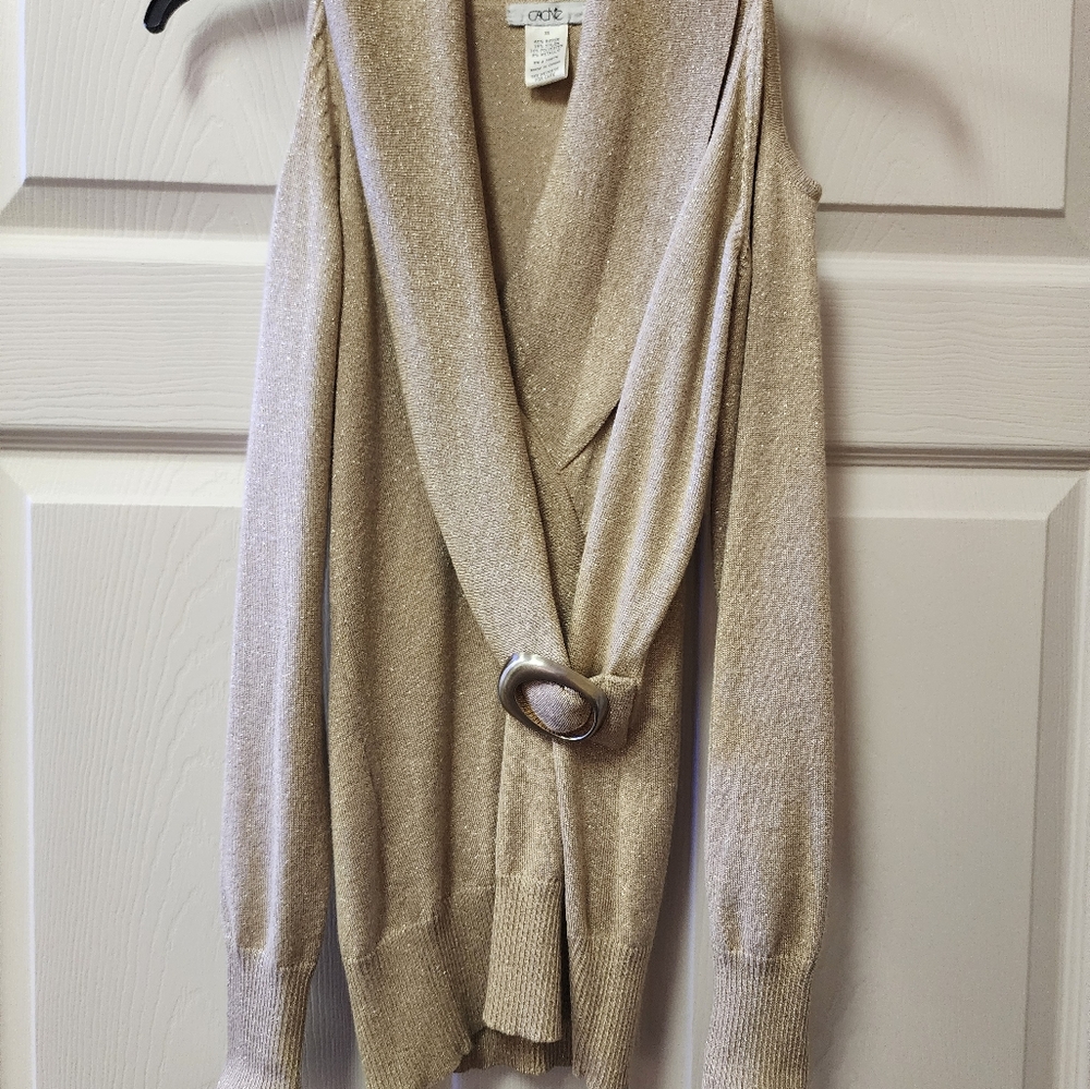 Lds. Size S Cache Gold Shimmer Light Sweater - image 1